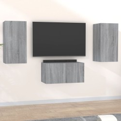 vidaXL Set de muebles para TV 3 pzas madera contrachapada gris Sonoma