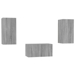 vidaXL Set de muebles para TV 3 pzas madera contrachapada gris Sonoma
