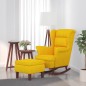 vidaXL Sillón mecedora patas madera y taburete terciopelo amarillo vidaXL Sillón mecedora patas madera y taburete terciopelo amarillo
