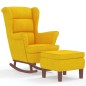 vidaXL Sillón mecedora patas madera y taburete terciopelo amarillo vidaXL Sillón mecedora patas madera y taburete terciopelo amarillo