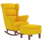 vidaXL Sillón mecedora patas madera y taburete terciopelo amarillo vidaXL Sillón mecedora patas madera y taburete terciopelo amarillo