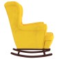 vidaXL Sillón mecedora patas madera y taburete terciopelo amarillo vidaXL Sillón mecedora patas madera y taburete terciopelo amarillo