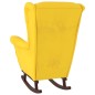 vidaXL Sillón mecedora patas madera y taburete terciopelo amarillo vidaXL Sillón mecedora patas madera y taburete terciopelo amarillo