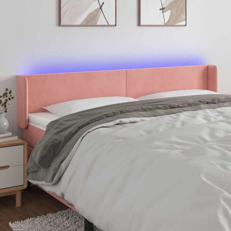 vidaXL Cabecero con LED de terciopelo rosa 203x16x78/88 cm vidaXL Cabecero con LED de terciopelo rosa 203x16x78/88 cm