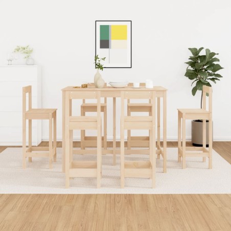 vidaXL Set de bar 7 piezas madera maciza de pino