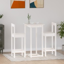 vidaXL Set de bar 3 piezas madera maciza de pino blanco
