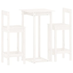 vidaXL Set de bar 3 piezas madera maciza de pino blanco