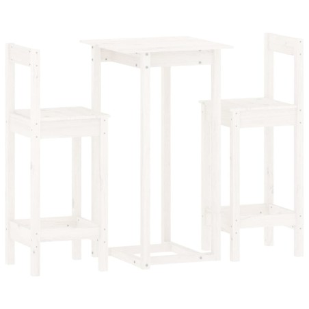 vidaXL Set de bar 3 piezas madera maciza de pino blanco