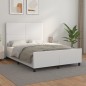 vidaXL Estructura de cama cabecero cuero sintético blanco 140x190 cm vidaXL Estructura de cama cabecero cuero sintético blanco 140x190 cm