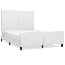 vidaXL Estructura de cama cabecero cuero sintético blanco 140x190 cm