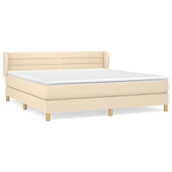 vidaXL Cama box spring con colchón tela color crema 160x200 cm