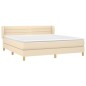 vidaXL Cama box spring con colchón tela color crema 160x200 cm
