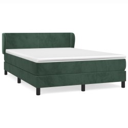 vidaXL Cama box spring con colchón terciopelo verde oscuro 140x190 cm