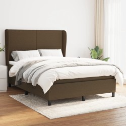 vidaXL Cama box spring con colchón tela marrón oscuro 140x200 cm