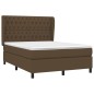 vidaXL Cama box spring con colchón tela marrón oscuro 140x200 cm vidaXL Cama box spring con colchón tela marrón oscuro 140x200 cm
