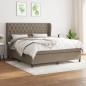 vidaXL Cama box spring con colchón tela gris taupe 160x200 cm vidaXL Cama box spring con colchón tela gris taupe 160x200 cm