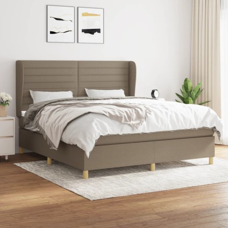 vidaXL Cama box spring con colchón tela gris taupe 160x200 cm