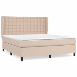 vidaXL Cama box spring con colchón cuero sintético capuchino 160x200cm