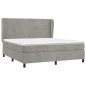 vidaXL Cama box spring con colchón terciopelo gris claro 160x200 cm vidaXL Cama box spring con colchón terciopelo gris claro 160x200 cm