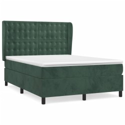 vidaXL Cama box spring con colchón terciopelo verde oscuro 140x190 cm