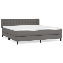 vidaXL Cama box spring con colchón cuero sintético gris 180x200 cm
