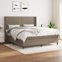 vidaXL Cama box spring con colchón tela gris taupe 160x200 cm