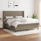 vidaXL Cama box spring con colchón tela gris taupe 160x200 cm