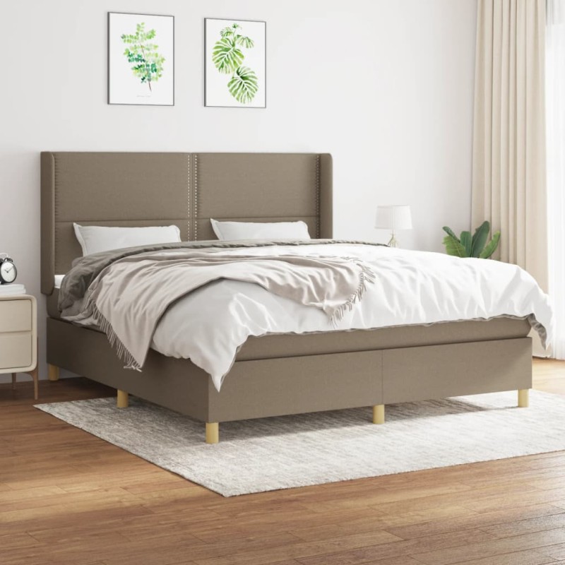 vidaXL Cama box spring con colchón tela gris taupe 160x200 cm vidaXL Cama box spring con colchón tela gris taupe 160x200 cm