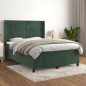vidaXL Cama box spring con colchón terciopelo verde oscuro 140x190 cm vidaXL Cama box spring con colchón terciopelo verde oscuro 140x190 cm