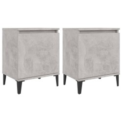 vidaXL Mesitas de noche 2 uds patas de metal gris hormigón 40x30x50 cm