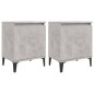 vidaXL Mesitas de noche 2 uds patas de metal gris hormigón 40x30x50 cm