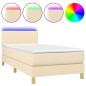 vidaXL Cama box spring colchón y luces LED tela color crema 90x190 cm vidaXL Cama box spring colchón y luces LED tela color crema 90x190 cm