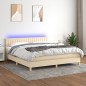 vidaXL Cama box spring con colchón y LED tela crema 160x200 cm vidaXL Cama box spring con colchón y LED tela crema 160x200 cm