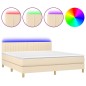 vidaXL Cama box spring con colchón y LED tela crema 160x200 cm vidaXL Cama box spring con colchón y LED tela crema 160x200 cm