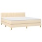 vidaXL Cama box spring con colchón y LED tela crema 160x200 cm vidaXL Cama box spring con colchón y LED tela crema 160x200 cm
