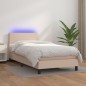 vidaXL Cama box spring colchón LED cuero sintético capuchino 90x190 cm vidaXL Cama box spring colchón LED cuero sintético capuchino 90x190 cm