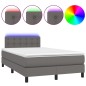 vidaXL Cama box spring colchón y LED cuero sintético gris 120x200 cm