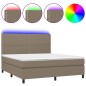 vidaXL Cama box spring colchón y luces LED tela gris taupe 160x200 cm vidaXL Cama box spring colchón y luces LED tela gris taupe 160x200 cm