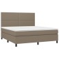 vidaXL Cama box spring colchón y luces LED tela gris taupe 160x200 cm vidaXL Cama box spring colchón y luces LED tela gris taupe 160x200 cm