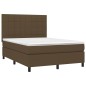 vidaXL Cama box spring colchón luces LED tela marrón oscuro 140x200cm vidaXL Cama box spring colchón luces LED tela marrón oscuro 140x200cm