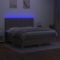 vidaXL Cama box spring colchón y luces LED tela gris taupe 160x200 cm vidaXL Cama box spring colchón y luces LED tela gris taupe 160x200 cm
