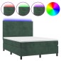 vidaXL Cama box spring colchón y LED terciopelo verde oscuro 140x190cm vidaXL Cama box spring colchón y LED terciopelo verde oscuro 140x190cm