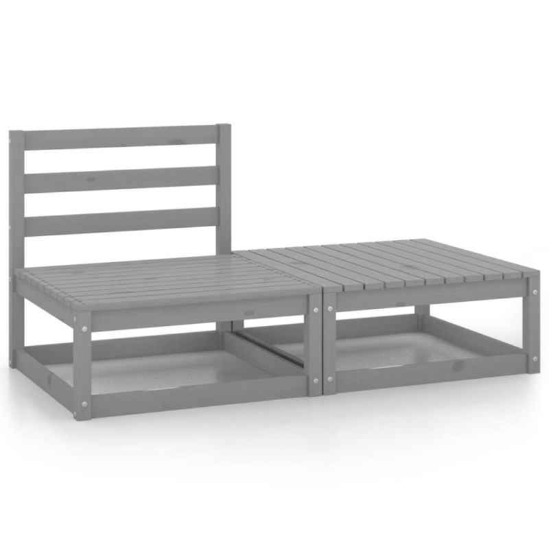 vidaXL Muebles de jardín 2 piezas gris madera maciza de pino vidaXL Muebles de jardín 2 piezas gris madera maciza de pino