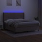 vidaXL Cama box spring colchón y luces LED tela gris taupe 160x200 cm vidaXL Cama box spring colchón y luces LED tela gris taupe 160x200 cm