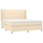 vidaXL Cama box spring colchón y luces LED tela crema 160x200 cm