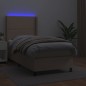 vidaXL Cama box spring colchón LED cuero sintético capuchino 90x190 cm vidaXL Cama box spring colchón LED cuero sintético capuchino 90x190 cm