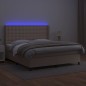 vidaXL Cama box spring colchón LED cuero sintético capuchino 160x200cm vidaXL Cama box spring colchón LED cuero sintético capuchino 160x200cm