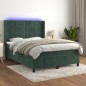 vidaXL Cama box spring colchón y LED terciopelo verde oscuro 140x190cm vidaXL Cama box spring colchón y LED terciopelo verde oscuro 140x190cm