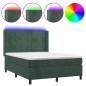 vidaXL Cama box spring colchón y LED terciopelo verde oscuro 140x190cm vidaXL Cama box spring colchón y LED terciopelo verde oscuro 140x190cm
