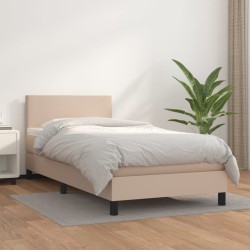 vidaXL Cama box spring con colchón cuero sintético capuchino 90x190 cm